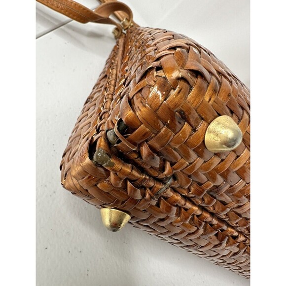 Vintage Brown Wicker Clutch Purse Crossbody Italy Rattan Bamboo Gold Hardware - Picture 10 of 16